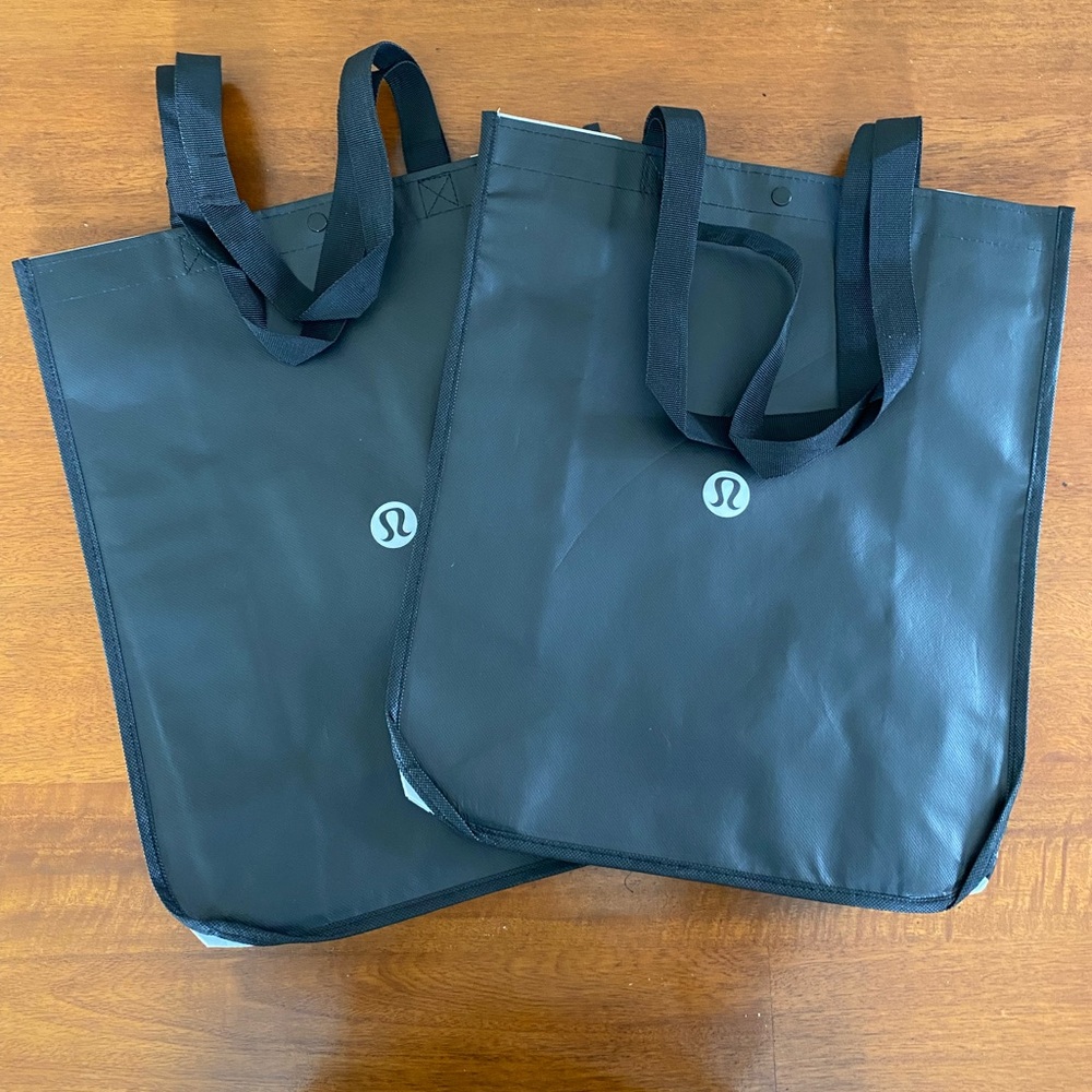 2 Black lululemon reusable tote bags gym carryall - Picture 2 of 4